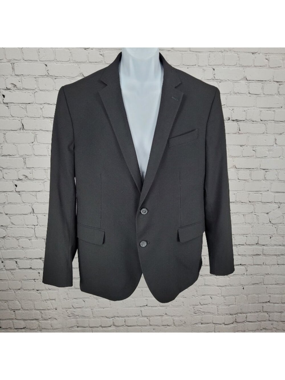 J. Ferrar Black Super Slim Stretch 2 Button Notch Blazer Sport Coat Size 44R